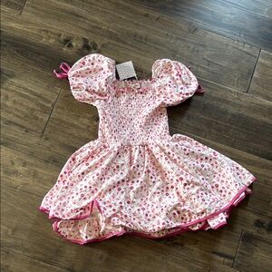 Cheeky Plum Pink and White Dance Dress with Puff Sleeves